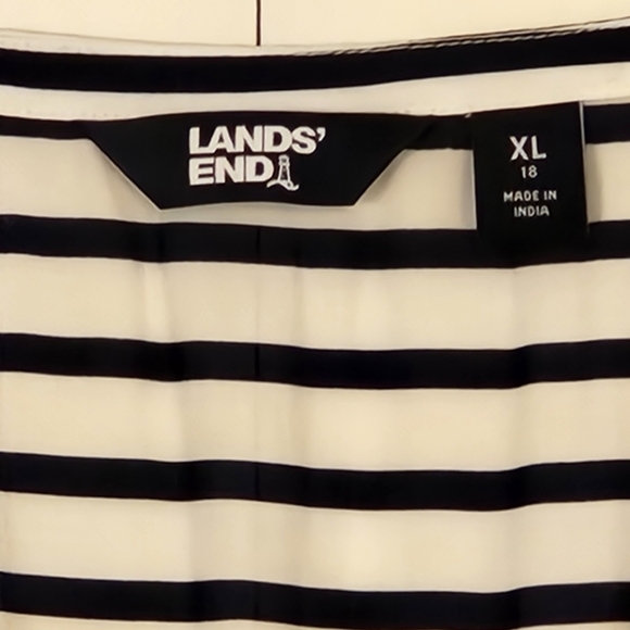 LANDS' END 100% Modal Navy and White Striped Drawstring Waist Cover-Up Size XL - Picture 6 of 9